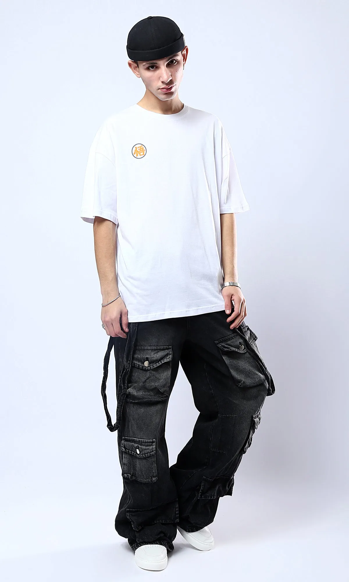 O178411 Printed Dragon Ball White Elbow-Sleeves Tee