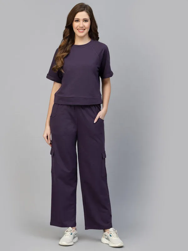 Odour Free Round Neck T-shirt With Track Pants Co Ord Set For Women