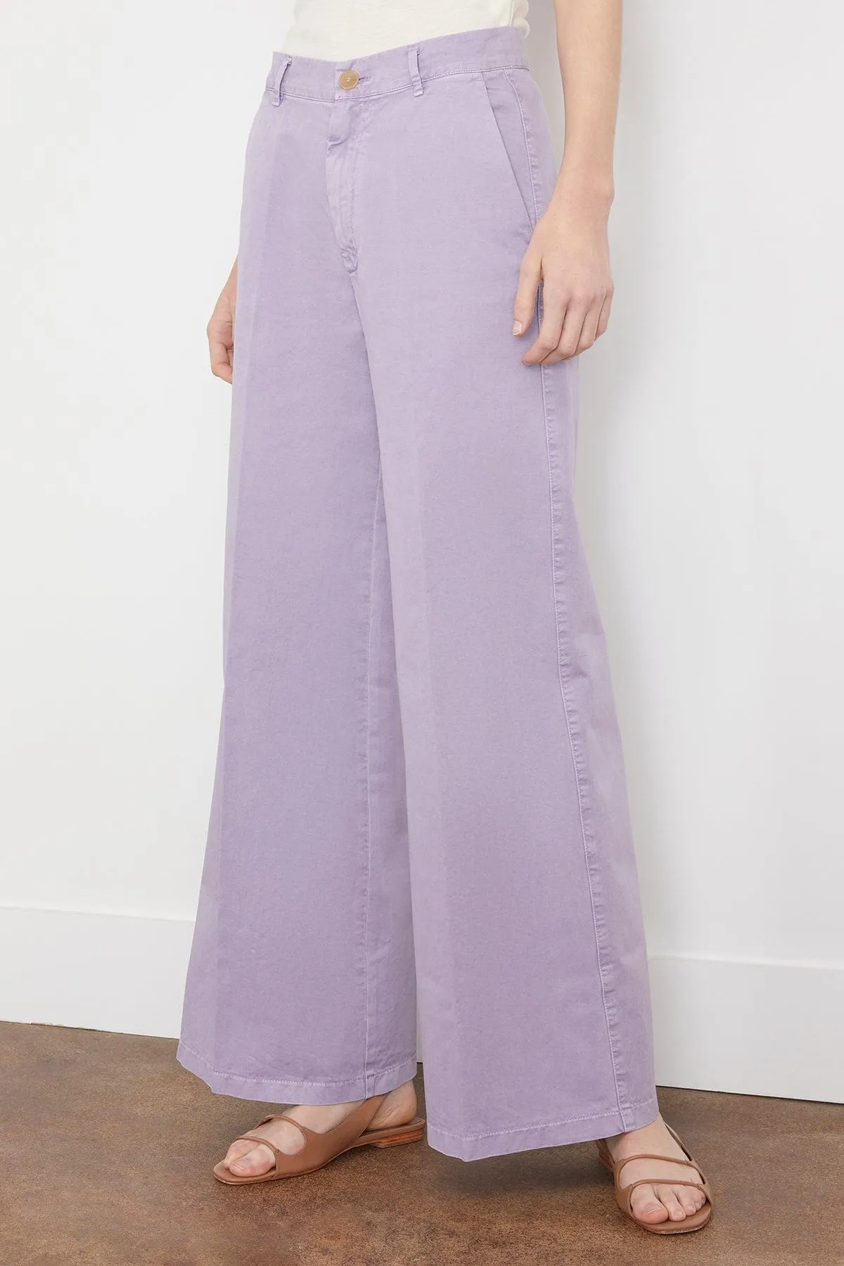 Old Peach Gabardine Wide Leg Pants in Lavender