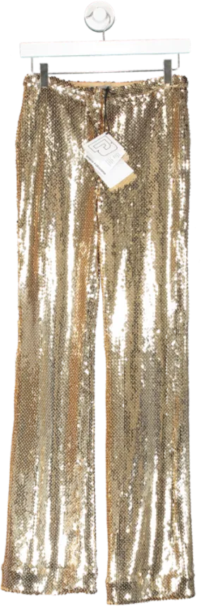 Paco Rabanne Metallic Sequin Straight Pants UK 6