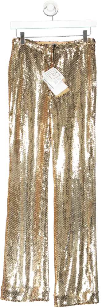 Paco Rabanne Metallic Sequin Straight Pants UK 6