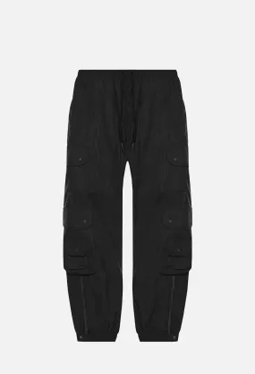 Paneled Nylon Cargo Pants / Black