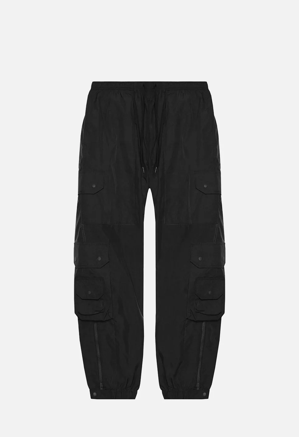 Paneled Nylon Cargo Pants / Black