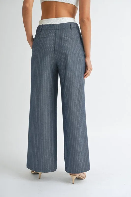 Pin Stripe Wide Leg Trouser