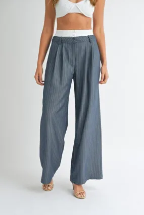 Pin Stripe Wide Leg Trouser