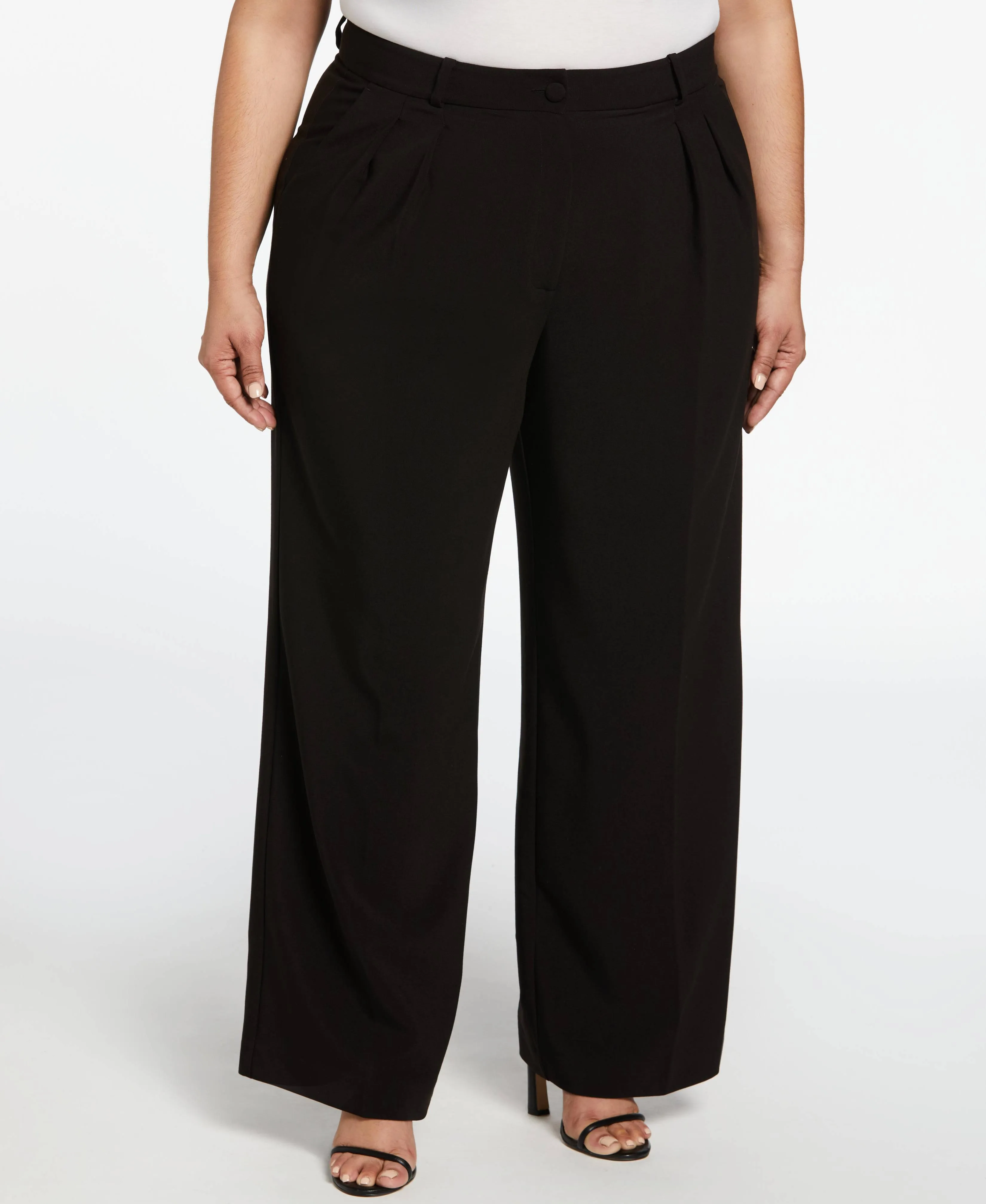 Plus Size High Rise Gabardine Wide Leg Pant