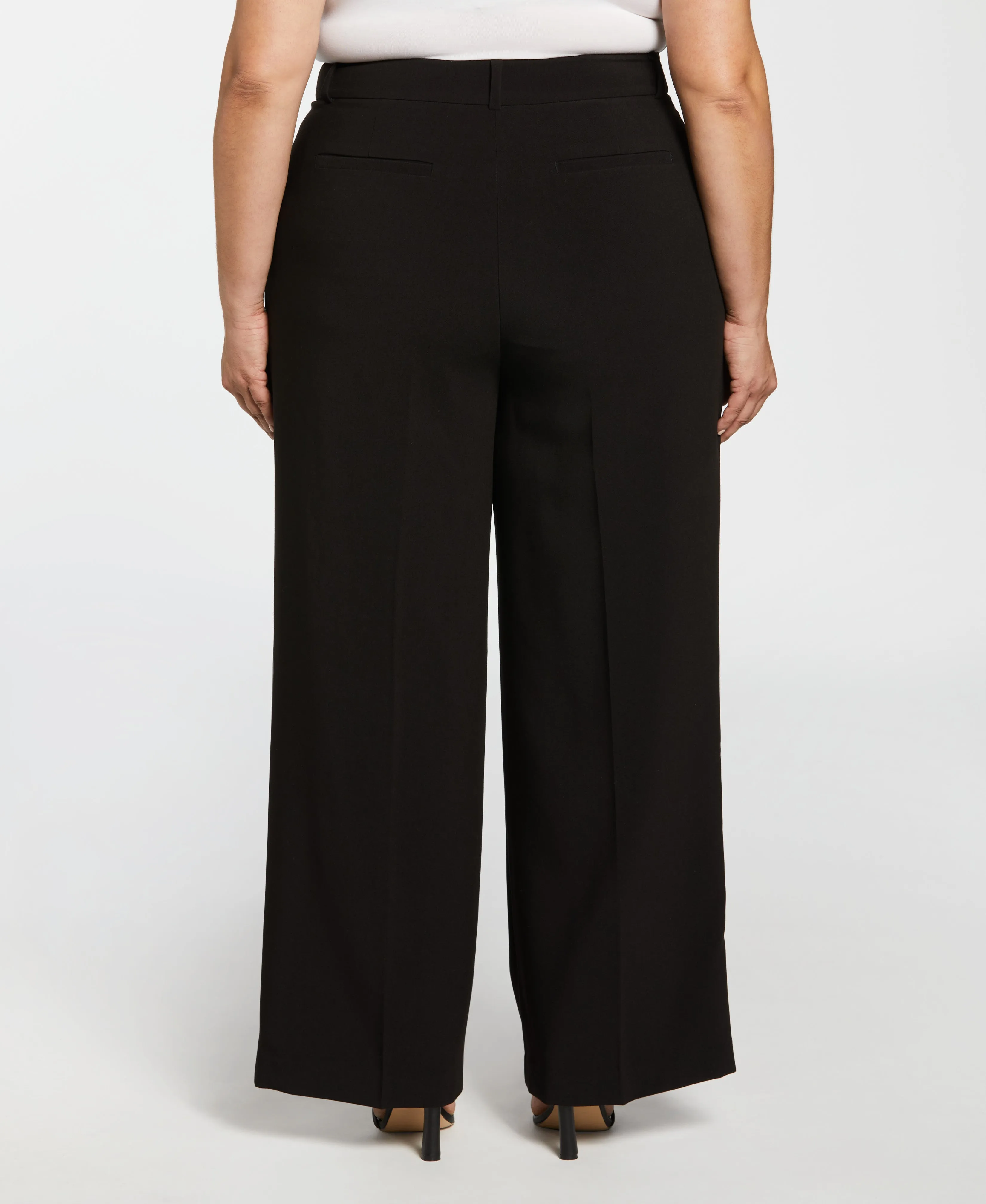 Plus Size High Rise Gabardine Wide Leg Pant