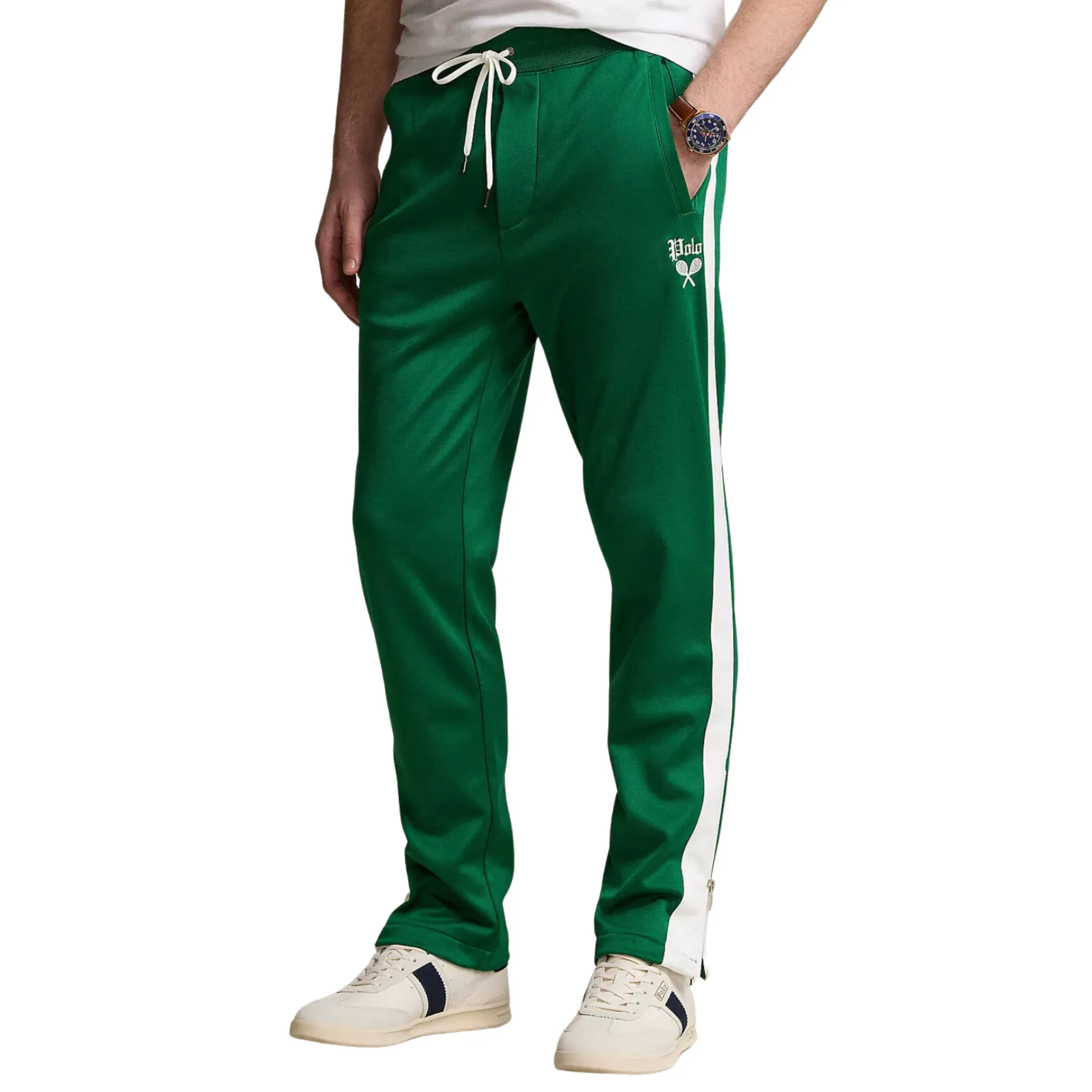 Polo Ralph Lauren Embroidered Fleece Track Pants (Tennis Green/White)