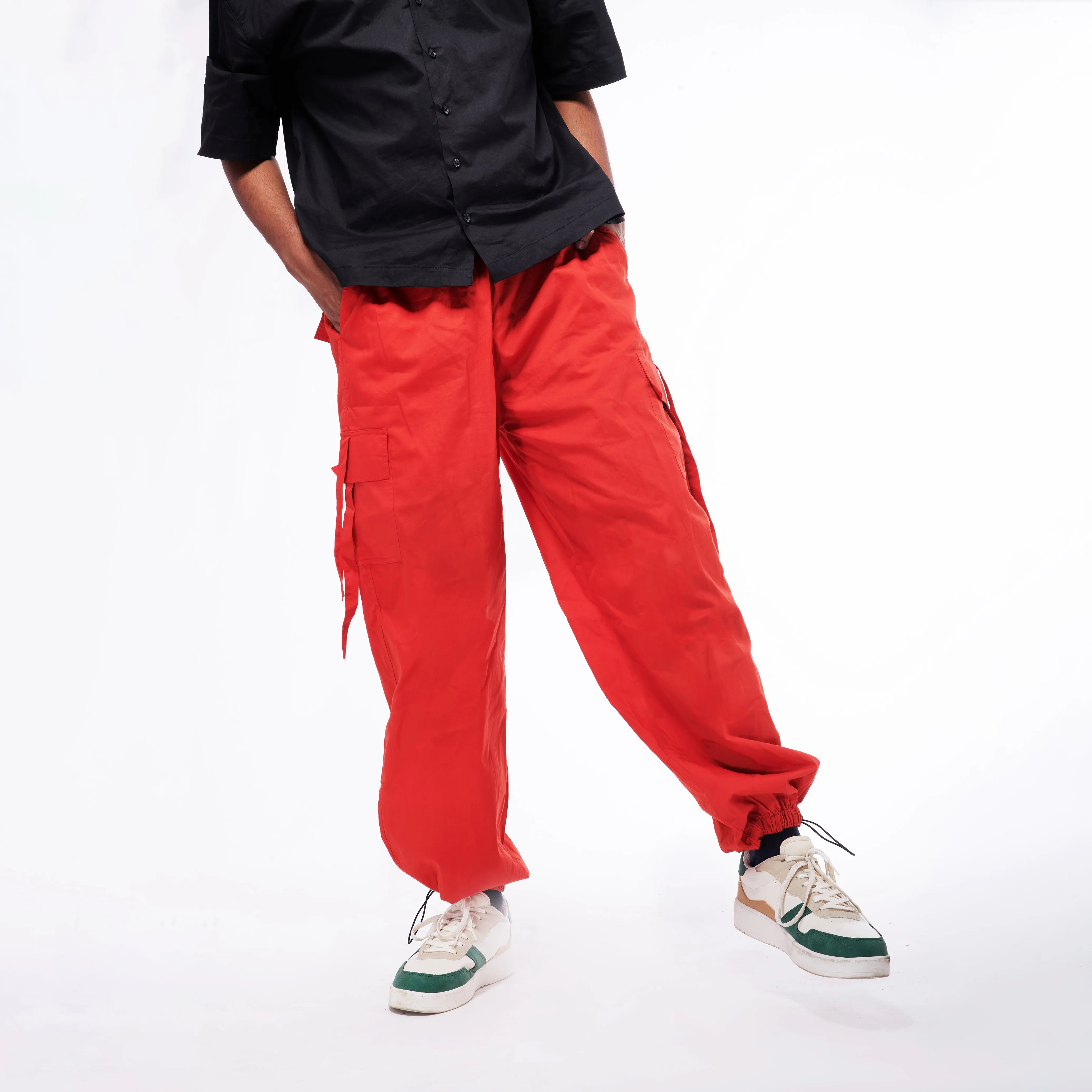 Red Cargo Parachute Pants