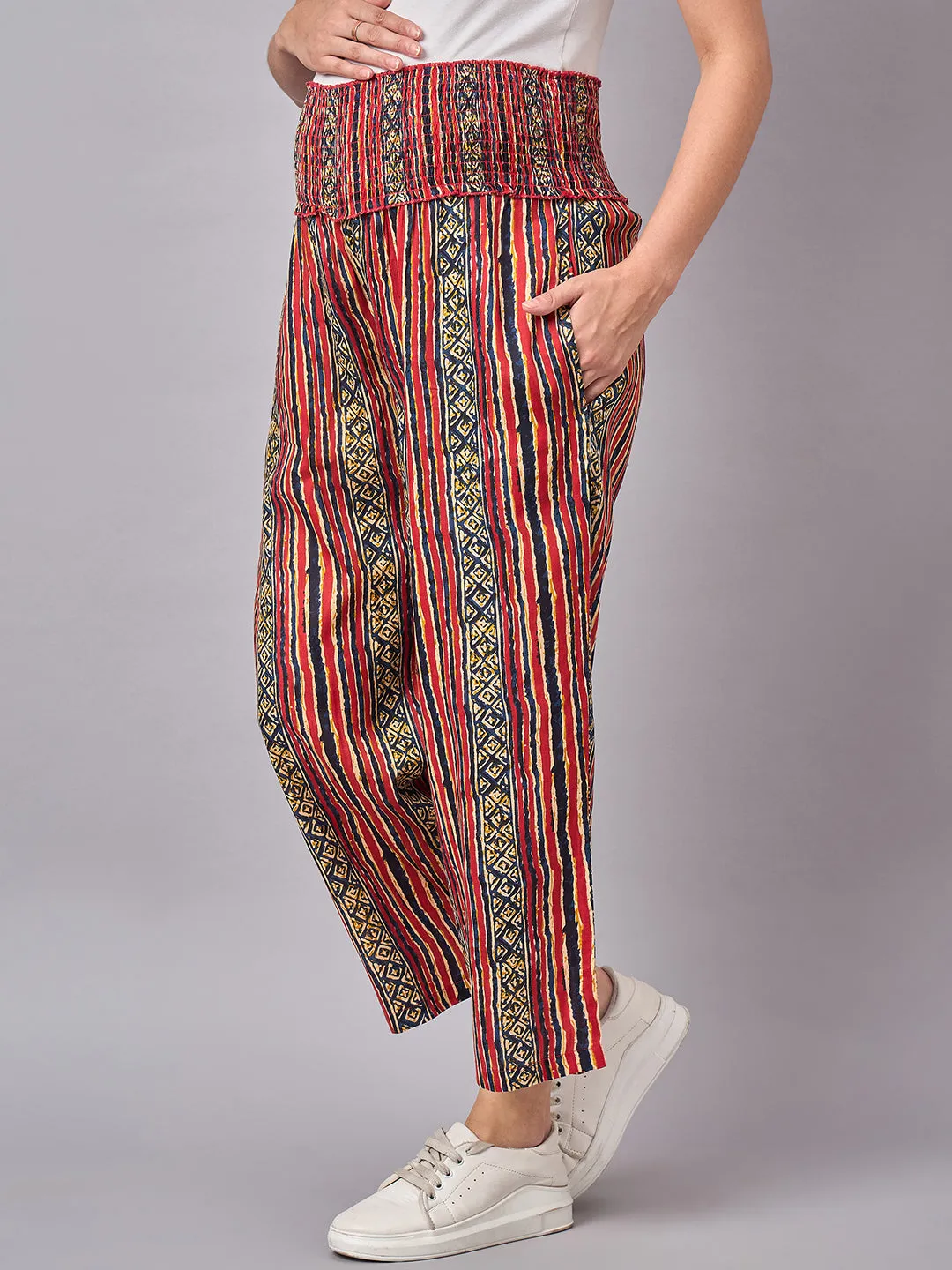 Red Stripe Printed Maternity Pants