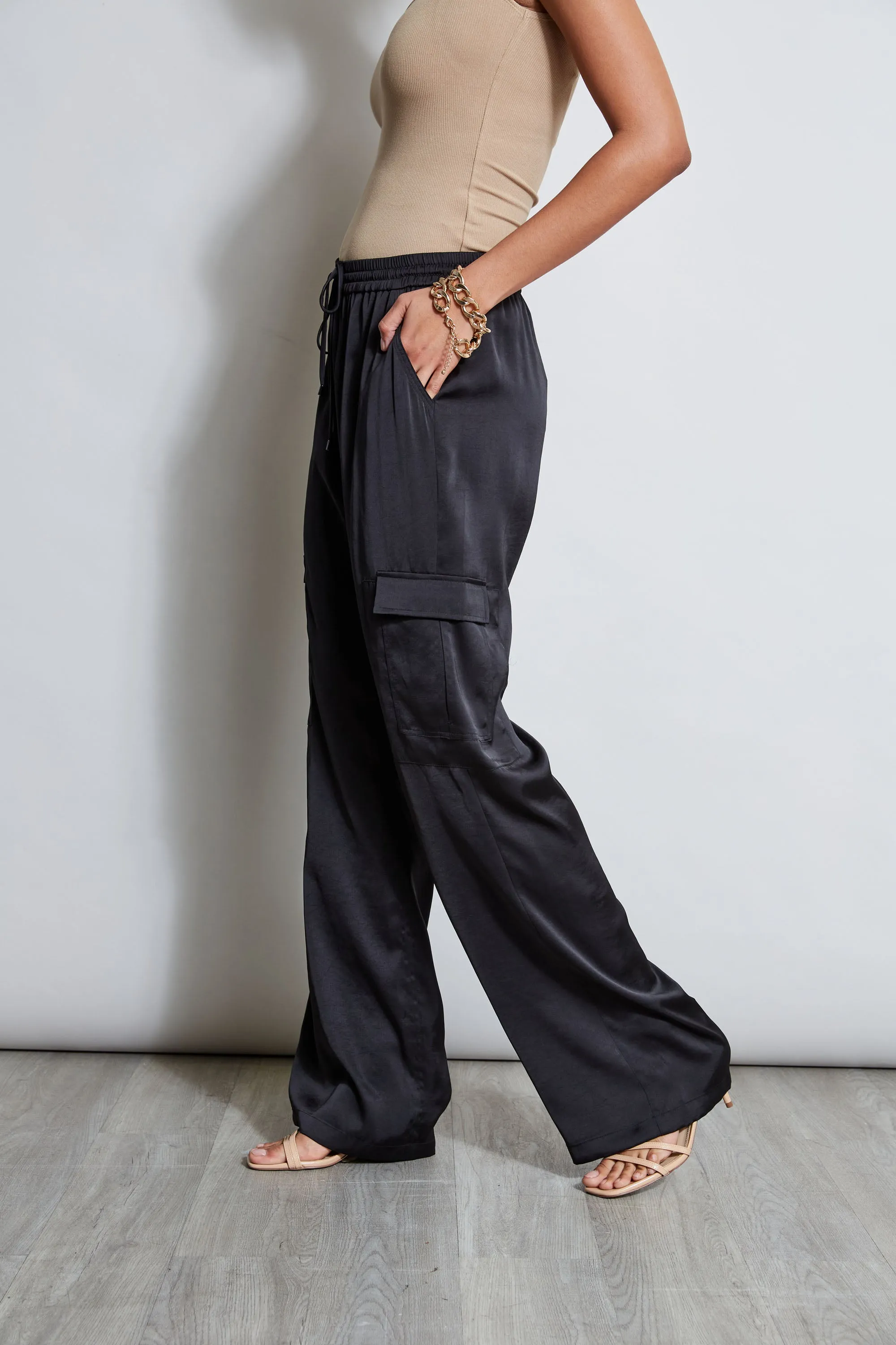 Relaxed Satin Cargo Pant