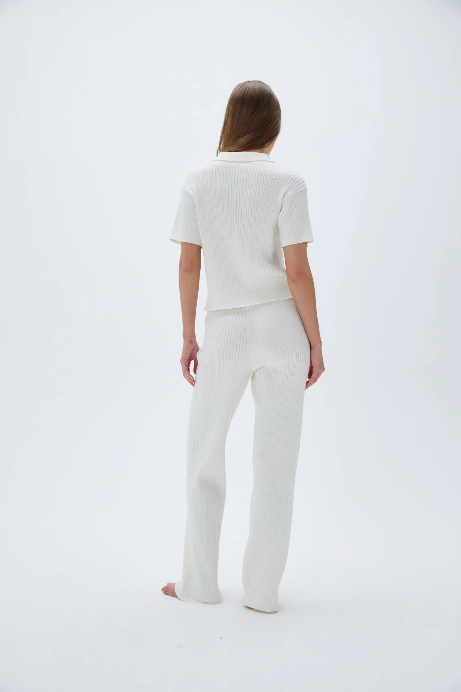 Rib Knit Pants - Marshmallow White