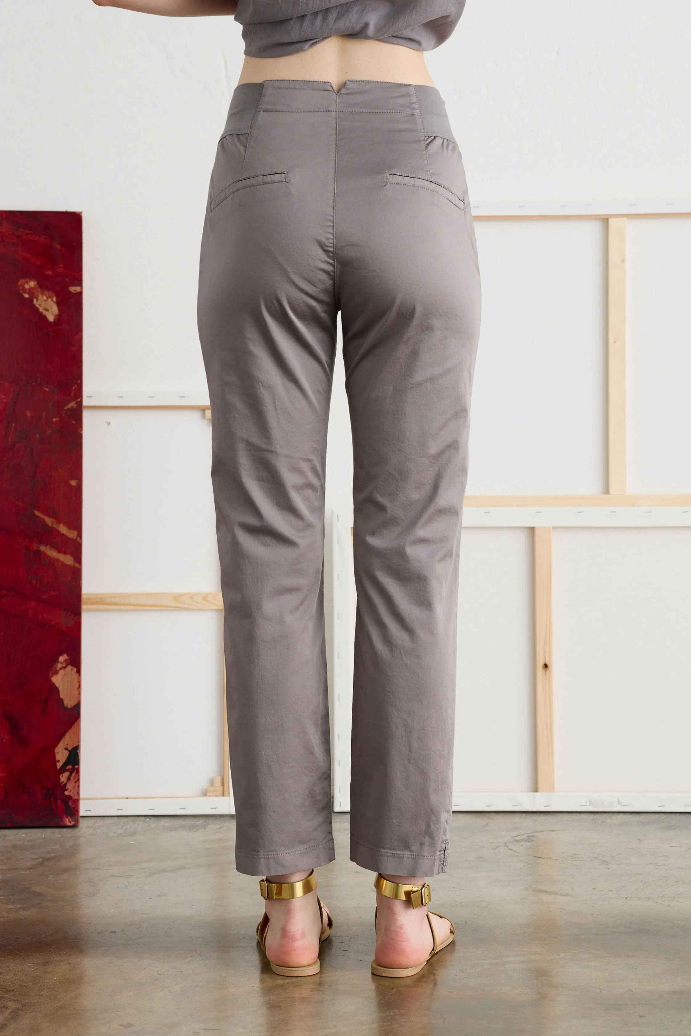 Slim Pants Stretch Satin Garment-Dyed 06GU 6700