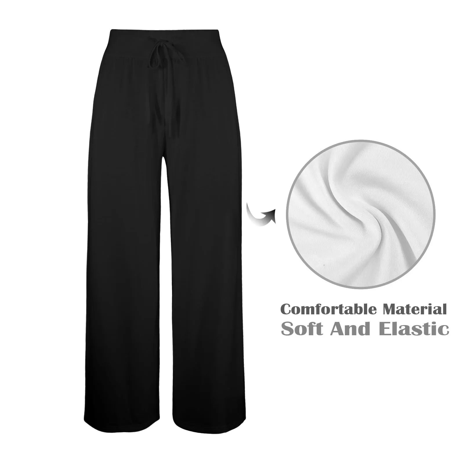 Solid Black Women's Wide Leg Lounge Pants