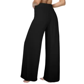 Solid Black Women's Wide Leg Lounge Pants