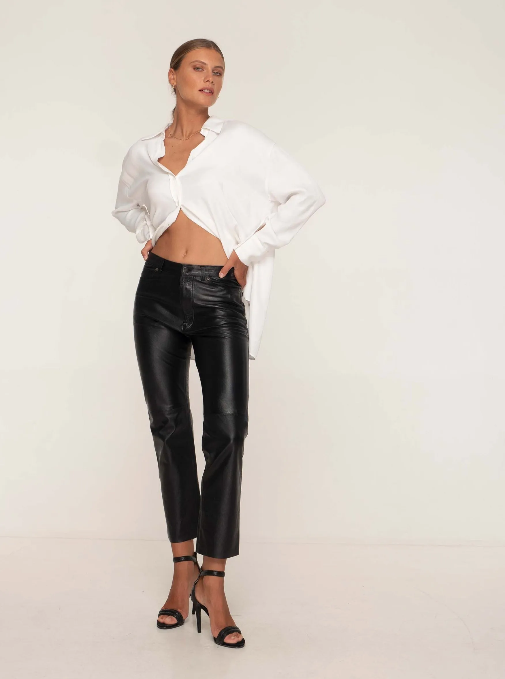 TATE LEATHER PANT - BLACK