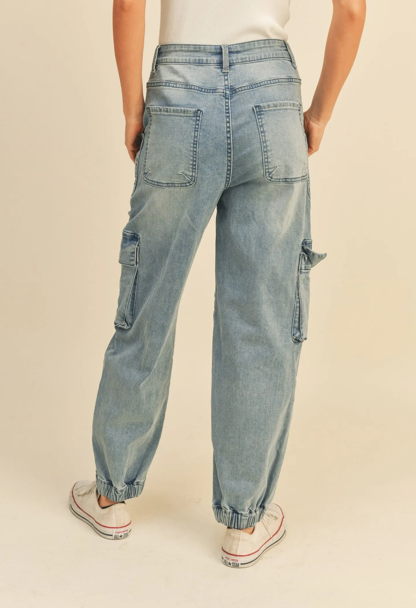 The Washed Denim Cargo Pants