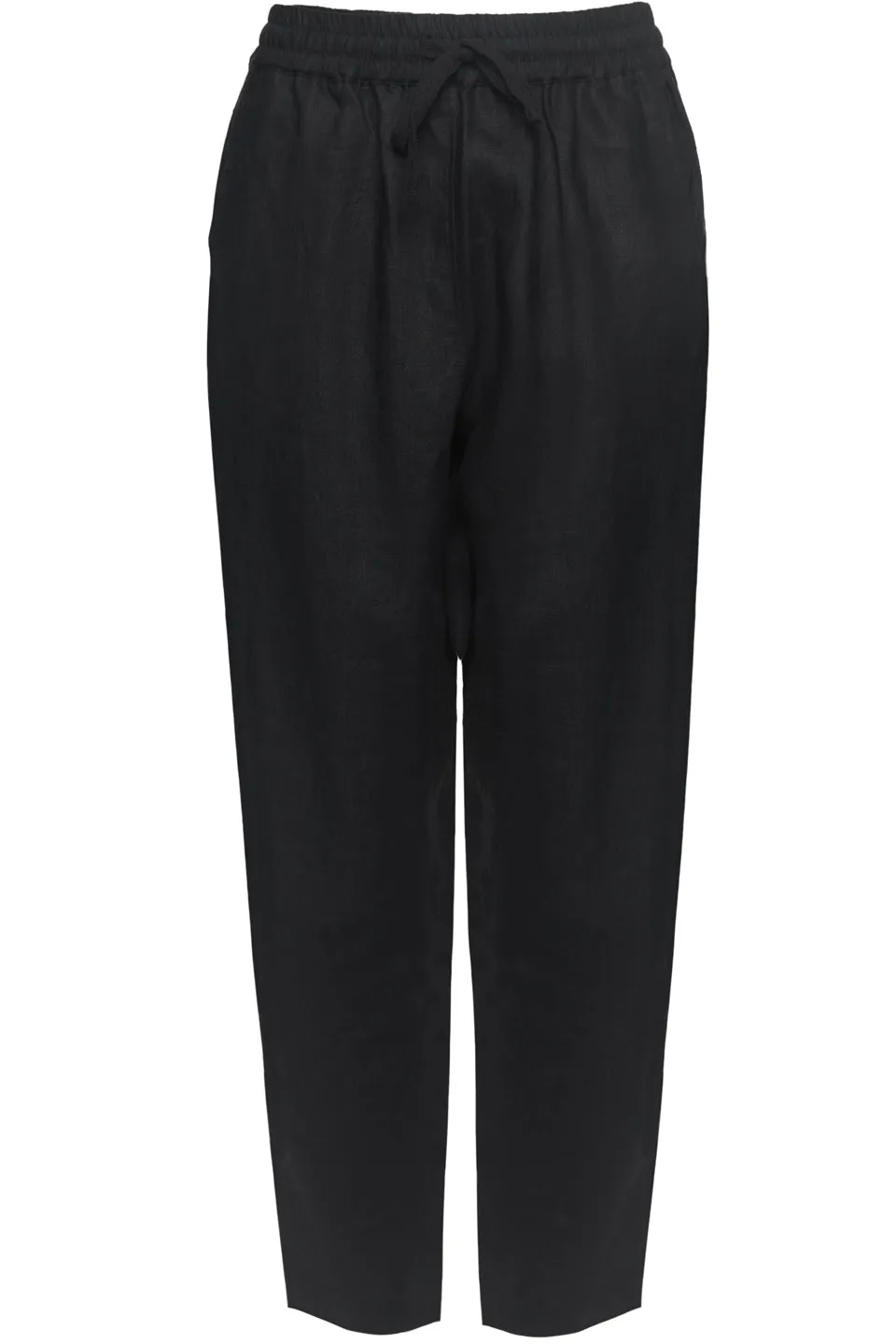 Urban Black Linen Relaxed Tapered Pant