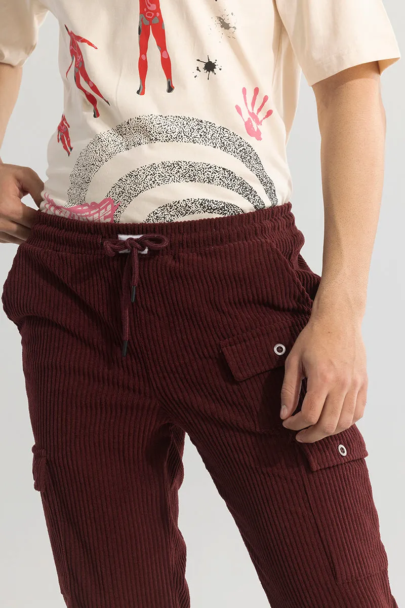 Urban Cord Maroon Corduroy Cargo Pant