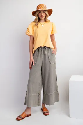 Wide Leg Palazzo Pants in Olive Gray