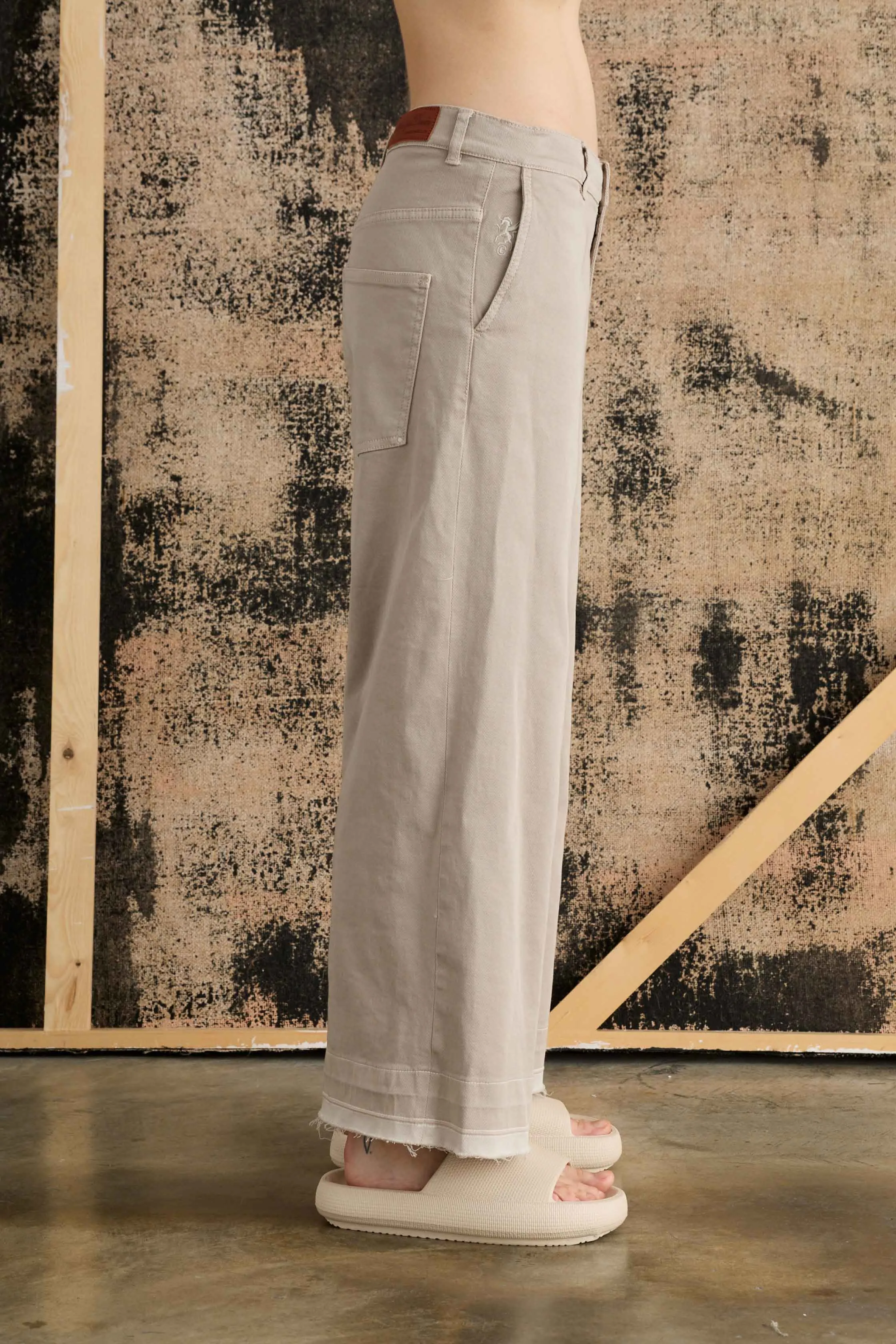 Wide Leg Pants in Stretch Cotton Garment-Dyed 052U 3881