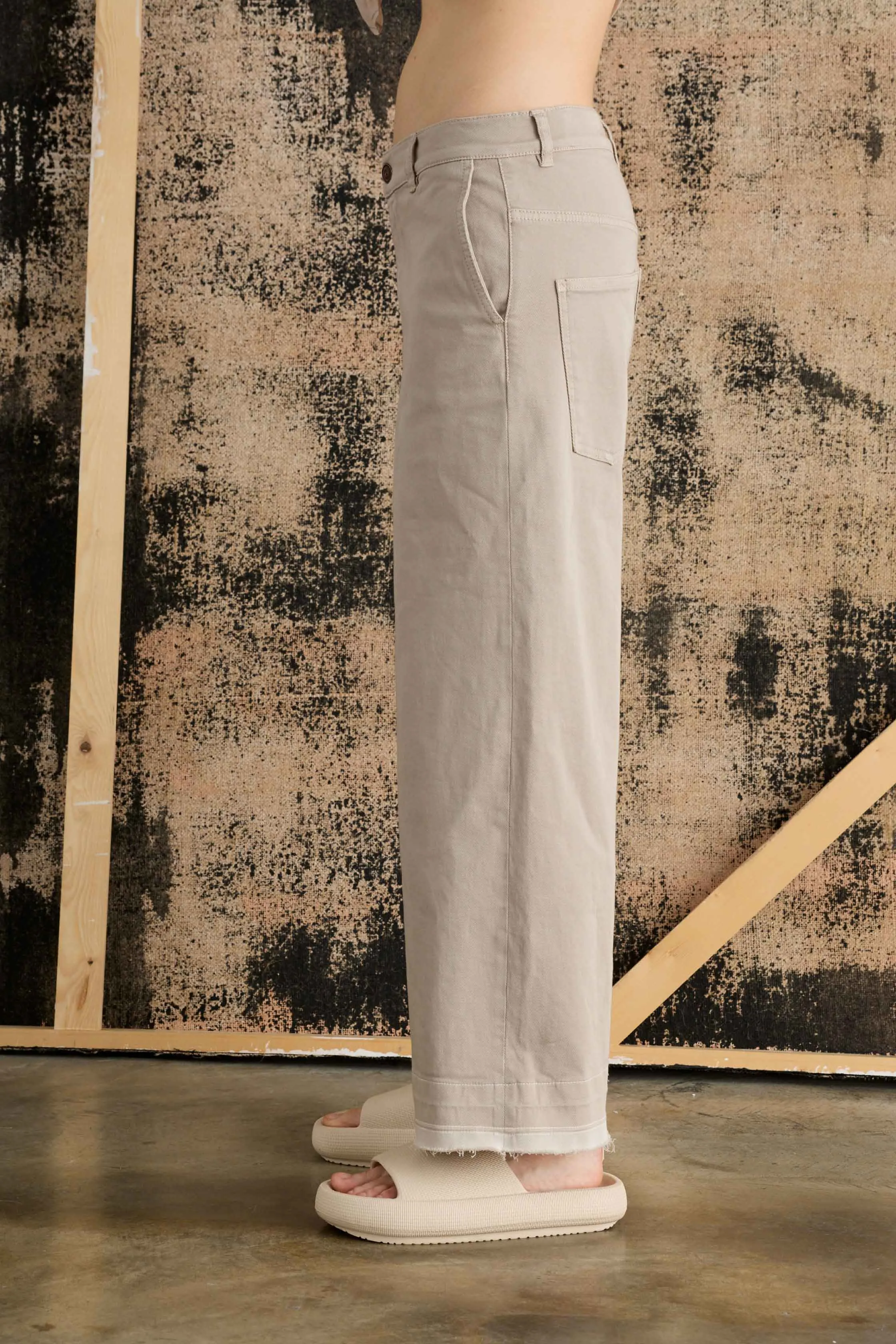 Wide Leg Pants in Stretch Cotton Garment-Dyed 052U 3881