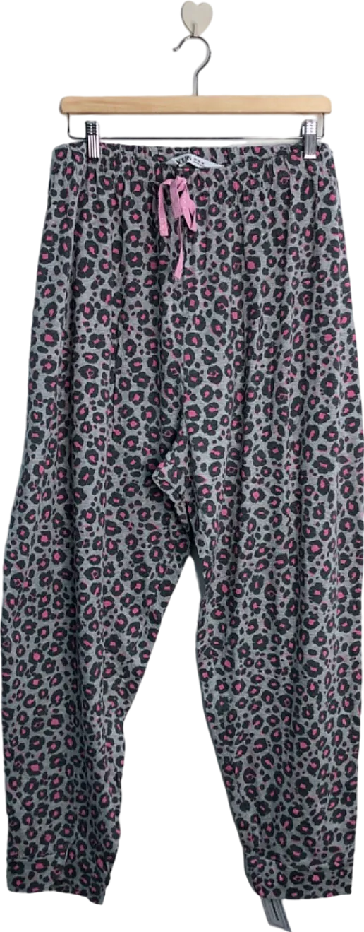 Yours Grey Pink Leopard Print Pyjama Pants UK 26-28