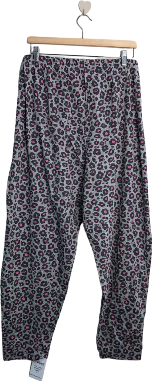 Yours Grey Pink Leopard Print Pyjama Pants UK 26-28