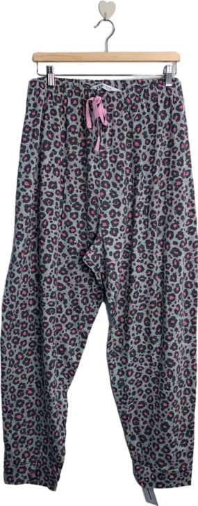 Yours Grey Pink Leopard Print Pyjama Pants UK 26-28